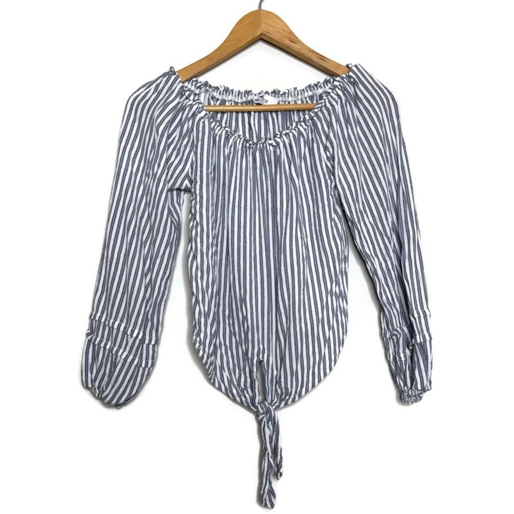 Hollister Striped Tie Front Long Sleeve Top Women’s Size Small